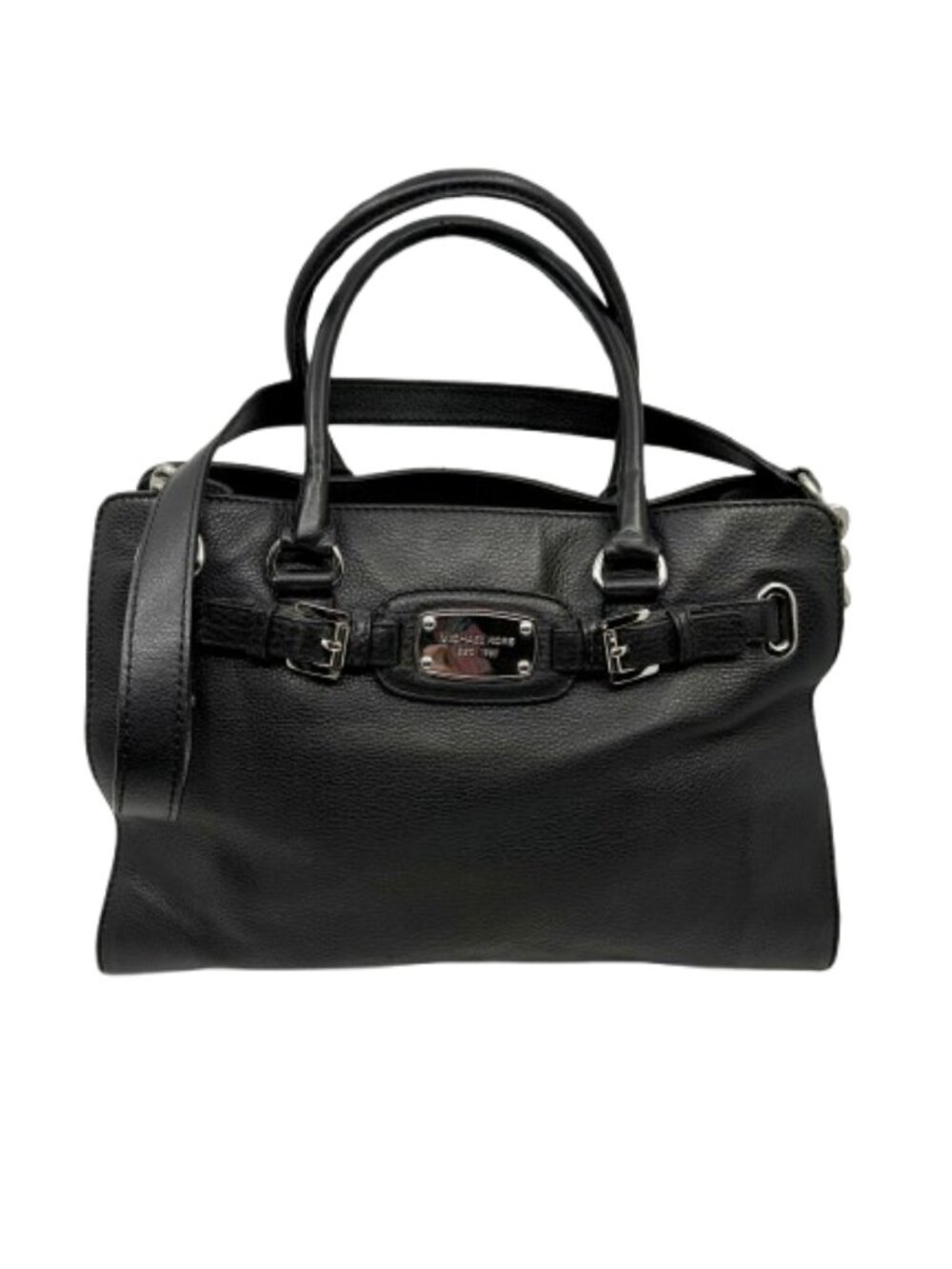 MICHAEL KORS~hamilton traveler belted tote~LARGE BLACK LEATHER SATCHEL BAG